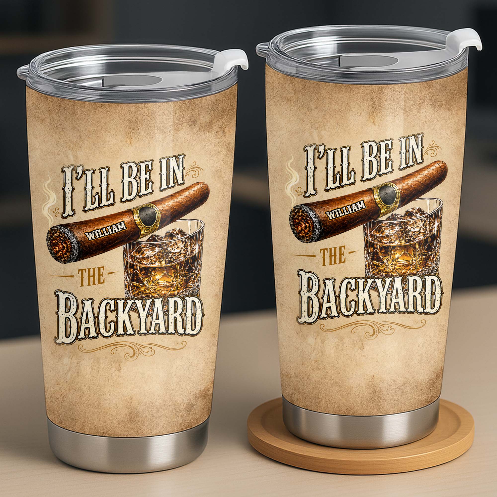 Personalized Stainless Steel Tumbler Custom Name 20oz Gift for Him