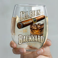 Load image into Gallery viewer, Personalized Stemless Wine Glass Custom Name Cigar Whiskey Gift for Men
