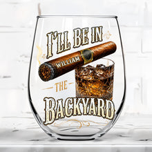 Load image into Gallery viewer, Personalized Stemless Wine Glass Custom Name Cigar Whiskey Gift for Men
