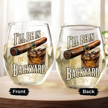 Load image into Gallery viewer, Personalized Stemless Wine Glass Custom Name Cigar Whiskey Gift for Men

