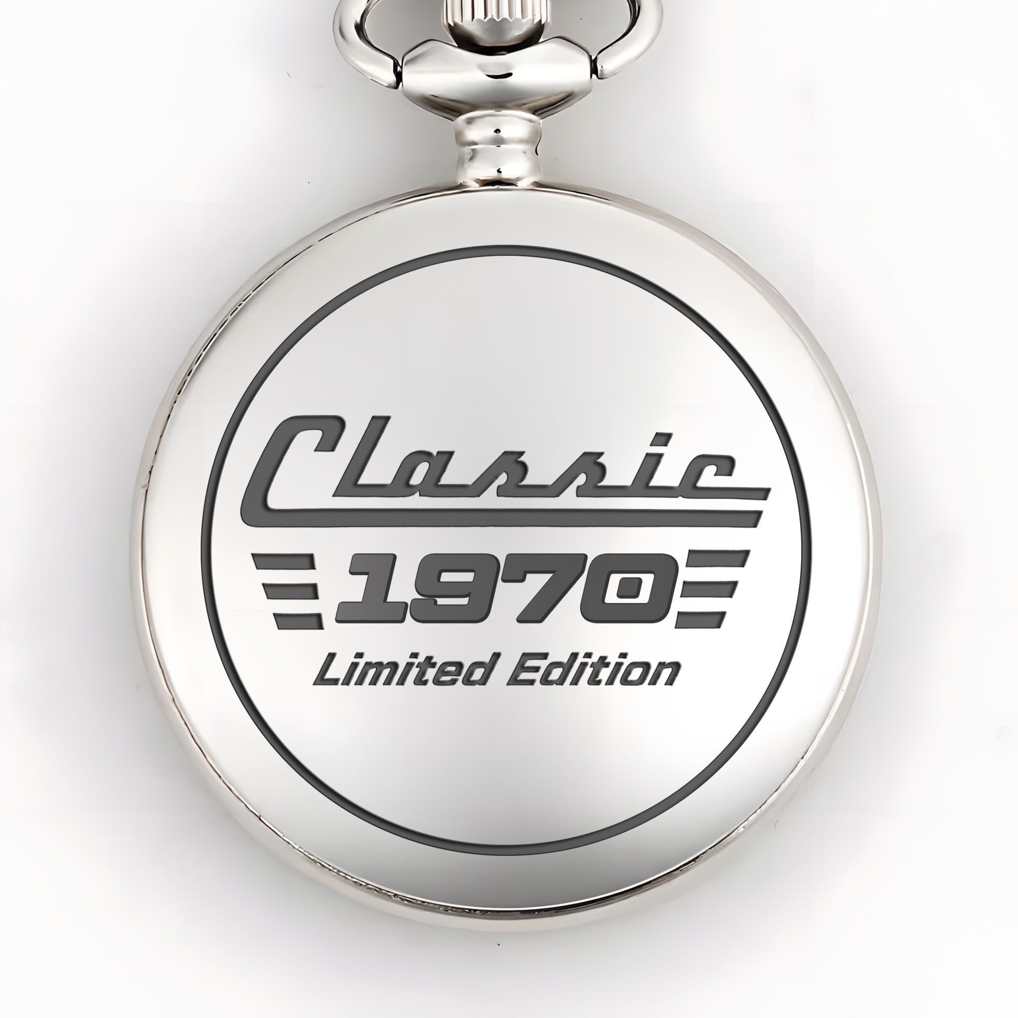 Personalized Silver Plated Pocket Watch Custom Birth Year Gift for Dad
