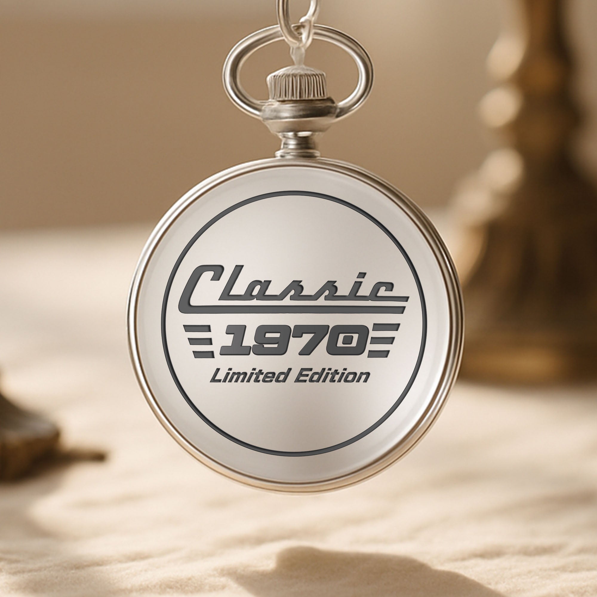 Personalized Silver Plated Pocket Watch Custom Birth Year Gift for Dad