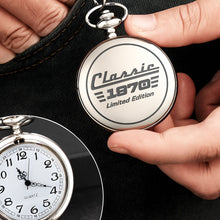 Load image into Gallery viewer, Personalized Silver Plated Pocket Watch Custom Birth Year Gift for Dad
