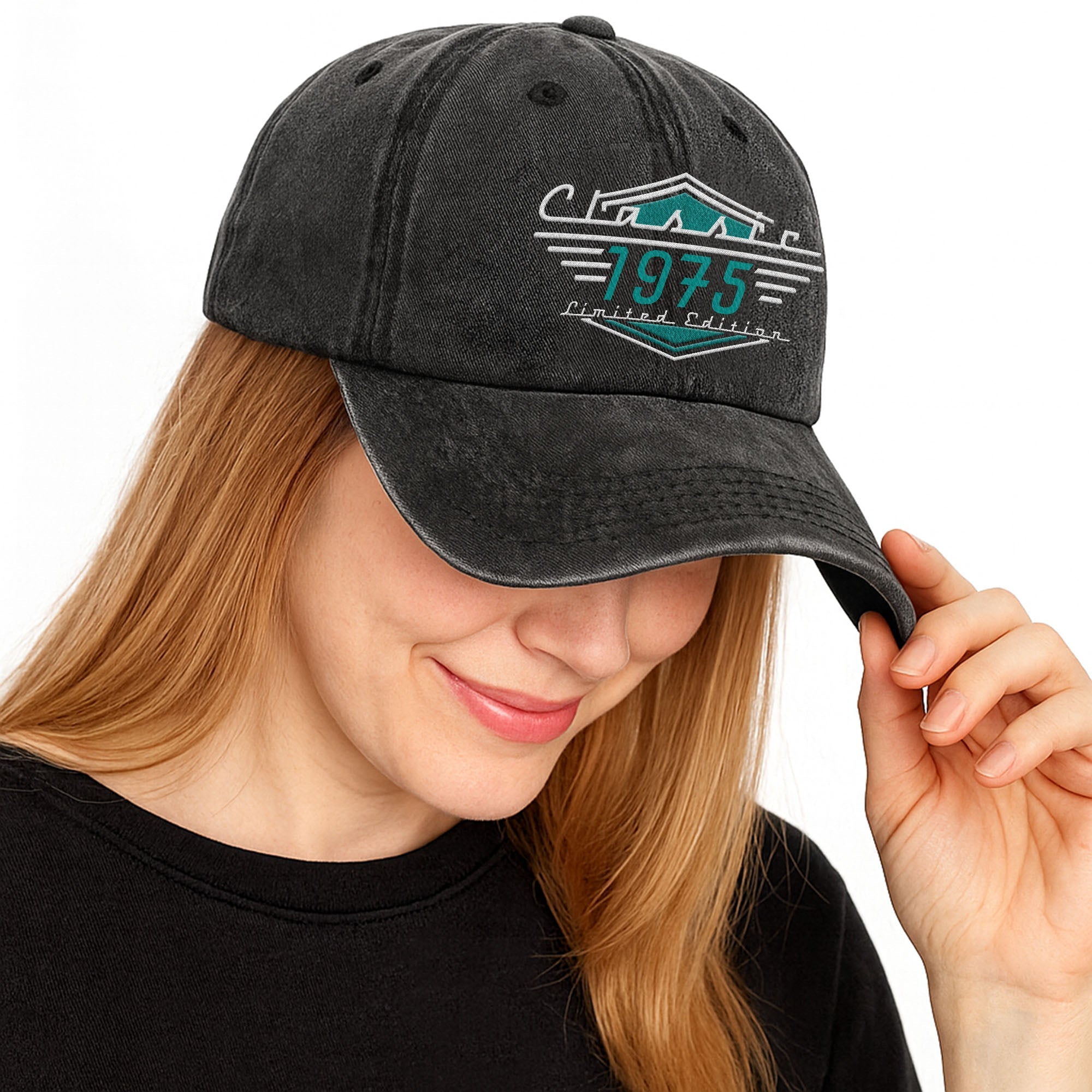 Personalized Washed Denim Cap Custom Emblem Gift for Dad