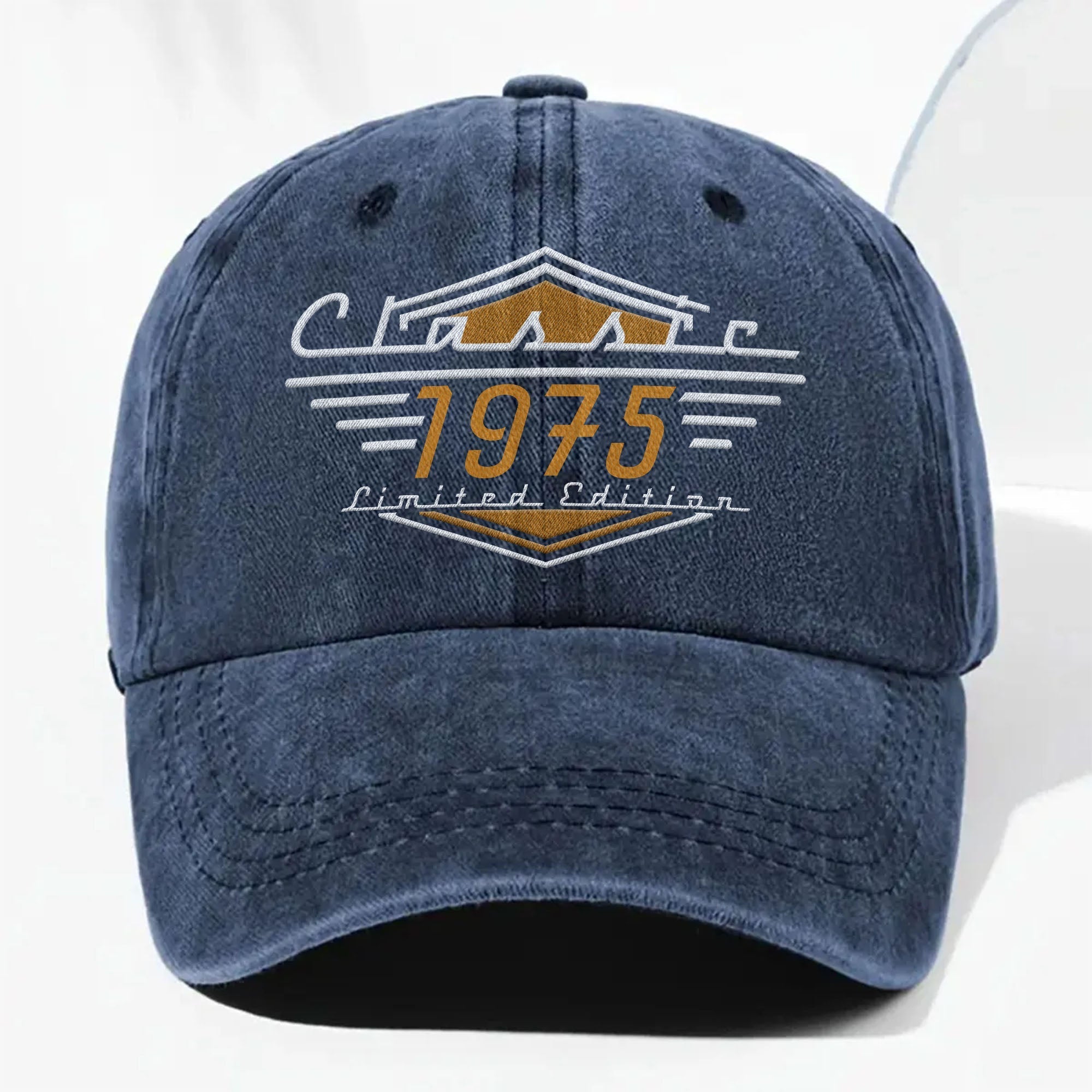 Personalized Washed Denim Cap Custom Emblem Gift for Dad