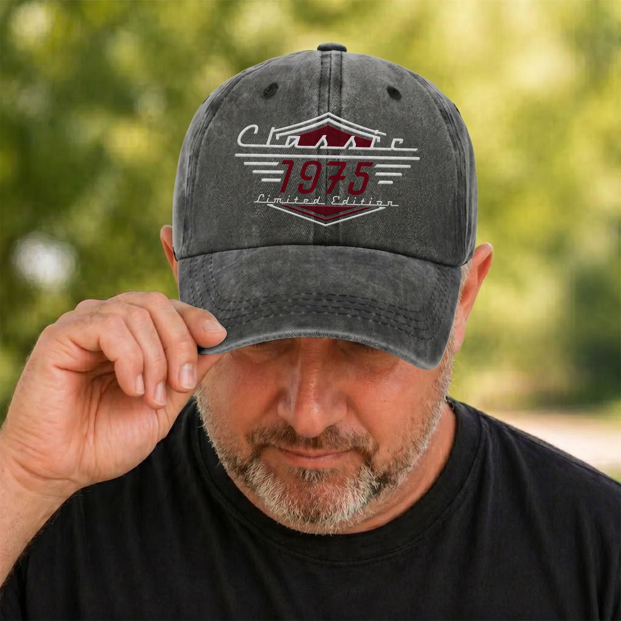 Personalized Washed Denim Cap Custom Emblem Gift for Dad