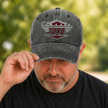 Load image into Gallery viewer, Personalized Washed Denim Cap Custom Emblem Gift for Dad
