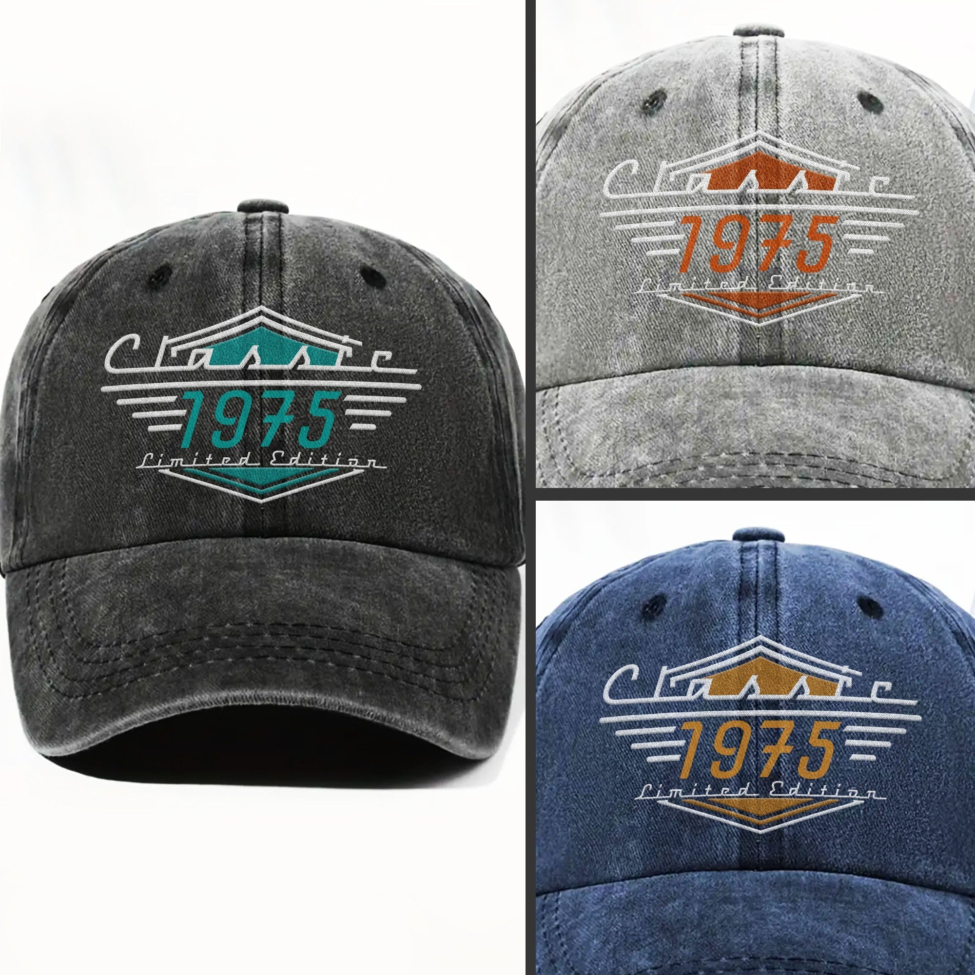 Personalized Washed Denim Cap Custom Emblem Gift for Dad