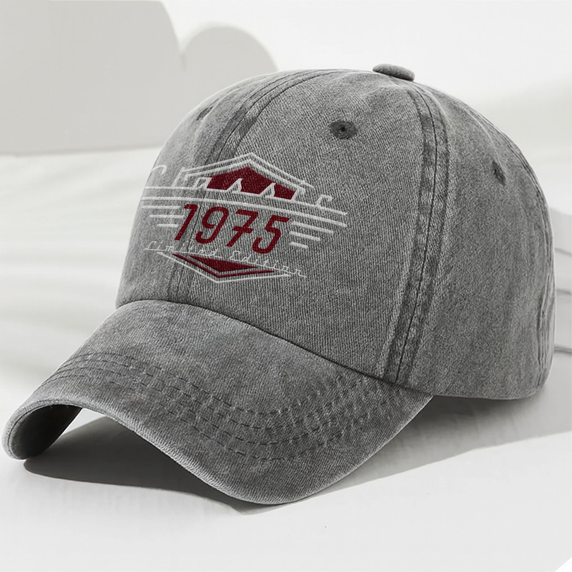Personalized Washed Denim Cap Custom Emblem Gift for Dad