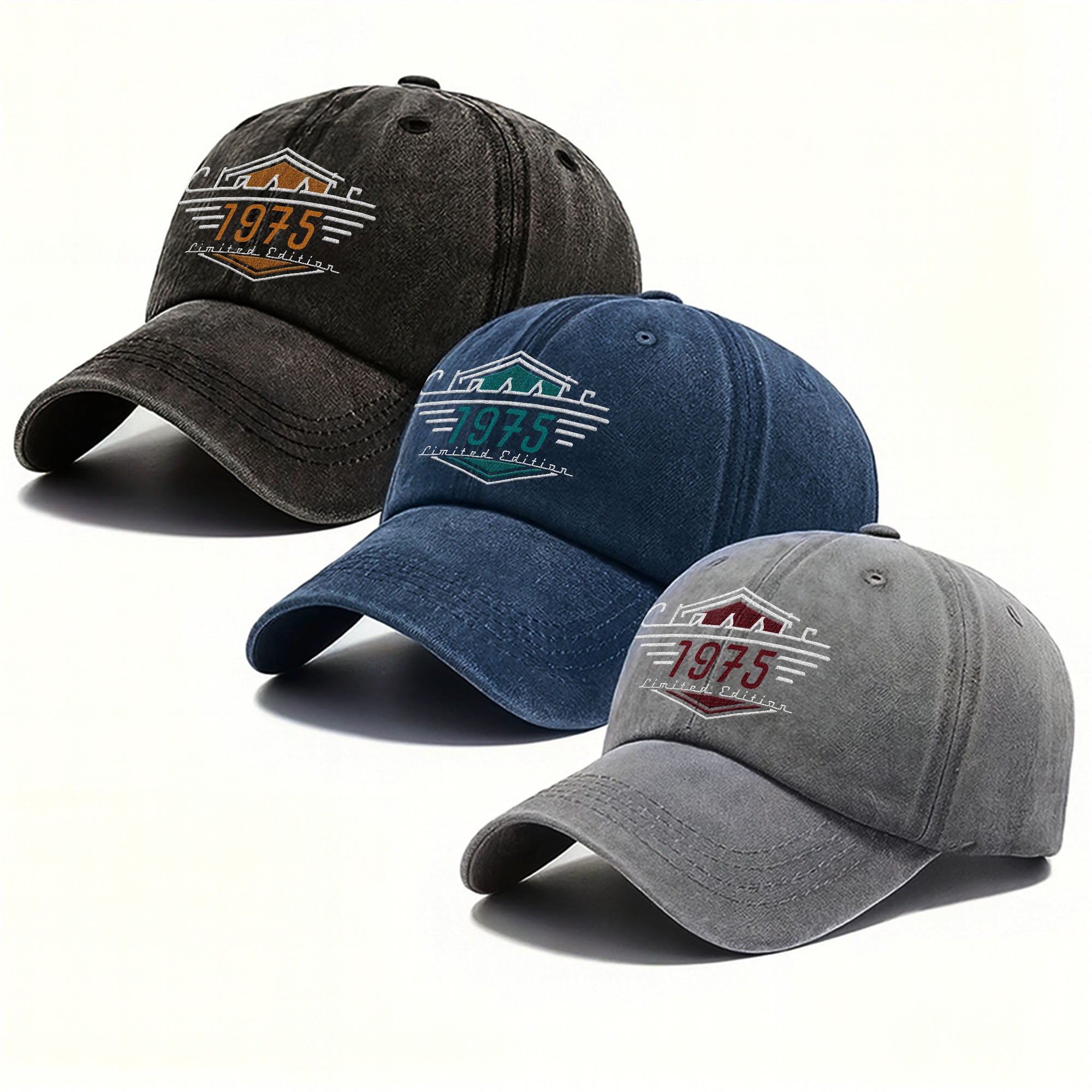 Personalized Washed Denim Cap Custom Emblem Gift for Dad