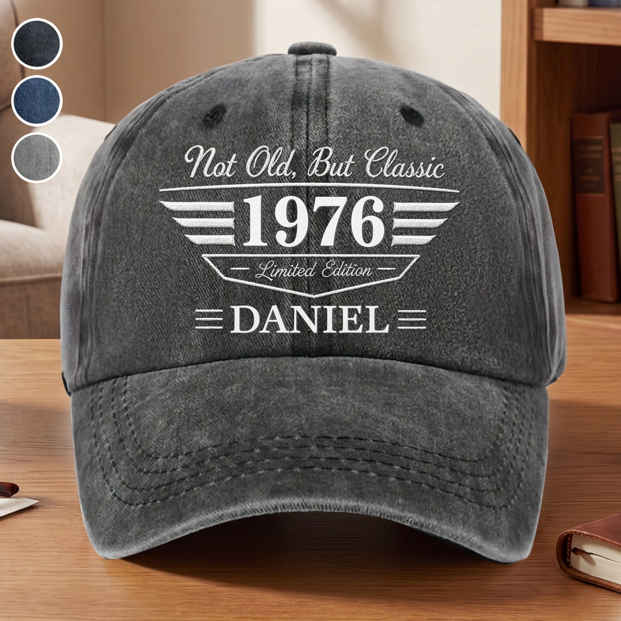 Personalized Washed Denim Cap Custom Name Gift for Dad