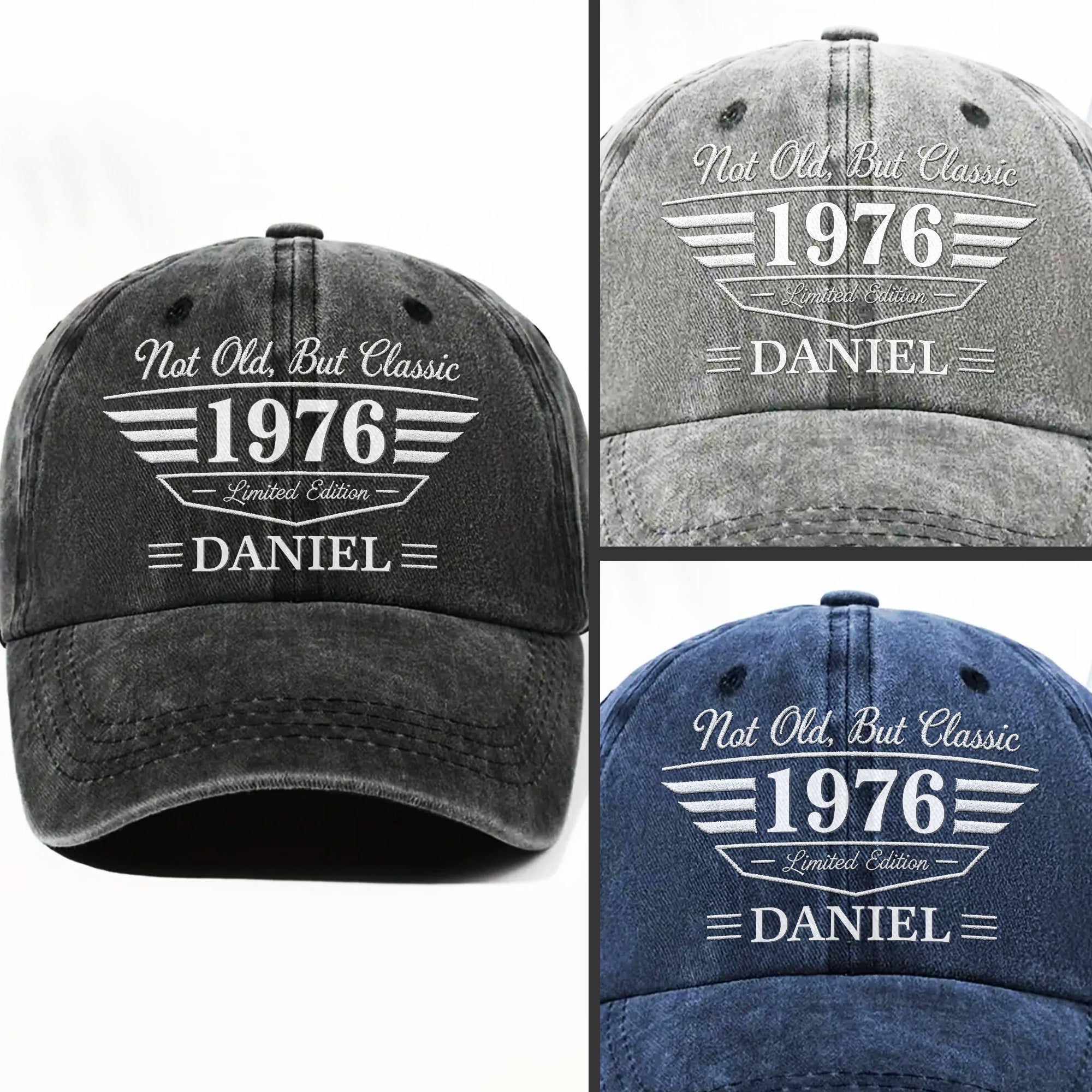 Personalized Washed Denim Cap Custom Name Gift for Dad