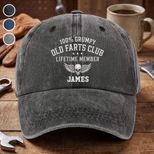 Load image into Gallery viewer, Personalized Washed Denim Cap Grumpy Old Farts Club Gift for Dad
