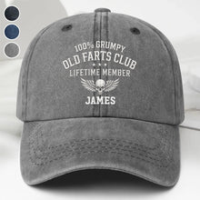 Load image into Gallery viewer, Personalized Washed Denim Cap Grumpy Old Farts Club Gift for Dad
