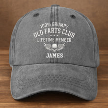 Load image into Gallery viewer, Personalized Washed Denim Cap Grumpy Old Farts Club Gift for Dad
