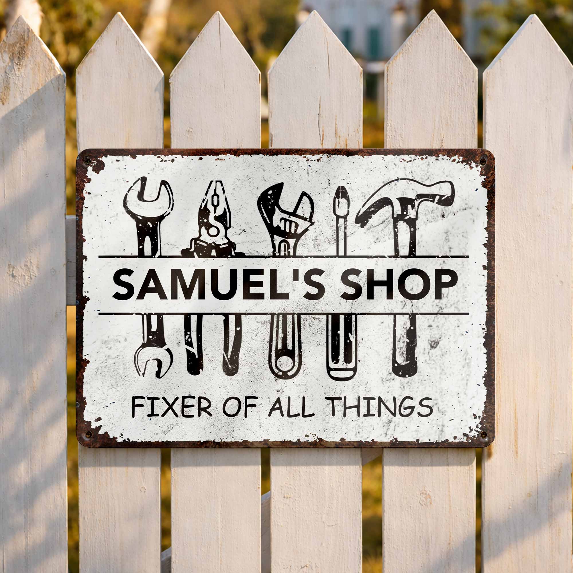Personalized Metal Sign Custom Name Gift for Dad Handyman