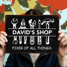 Load image into Gallery viewer, Personalized Metal Sign Custom Name Gift for Dad Handyman
