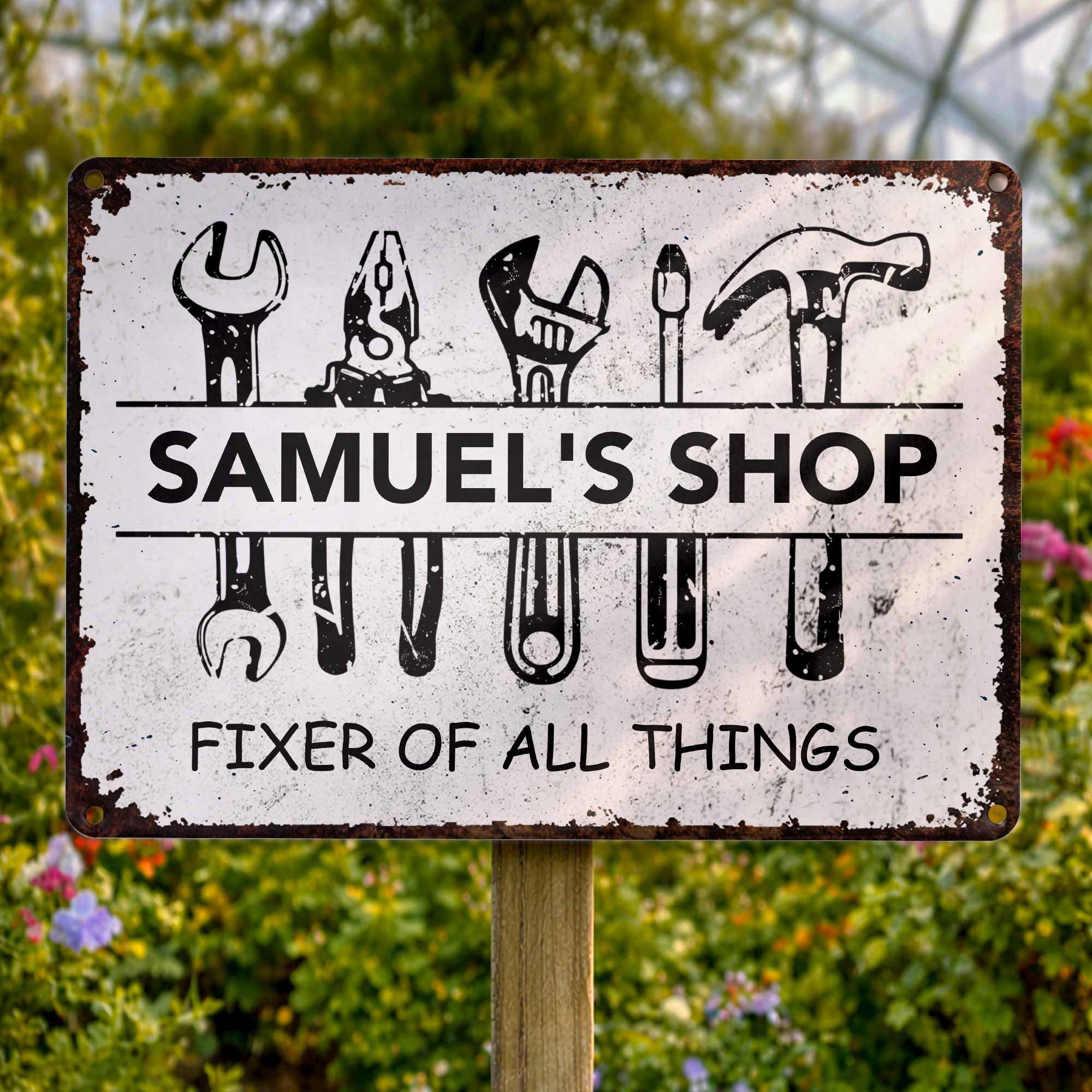 Personalized Metal Sign Custom Name Gift for Dad Handyman