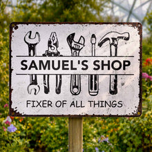 Load image into Gallery viewer, Personalized Metal Sign Custom Name Gift for Dad Handyman
