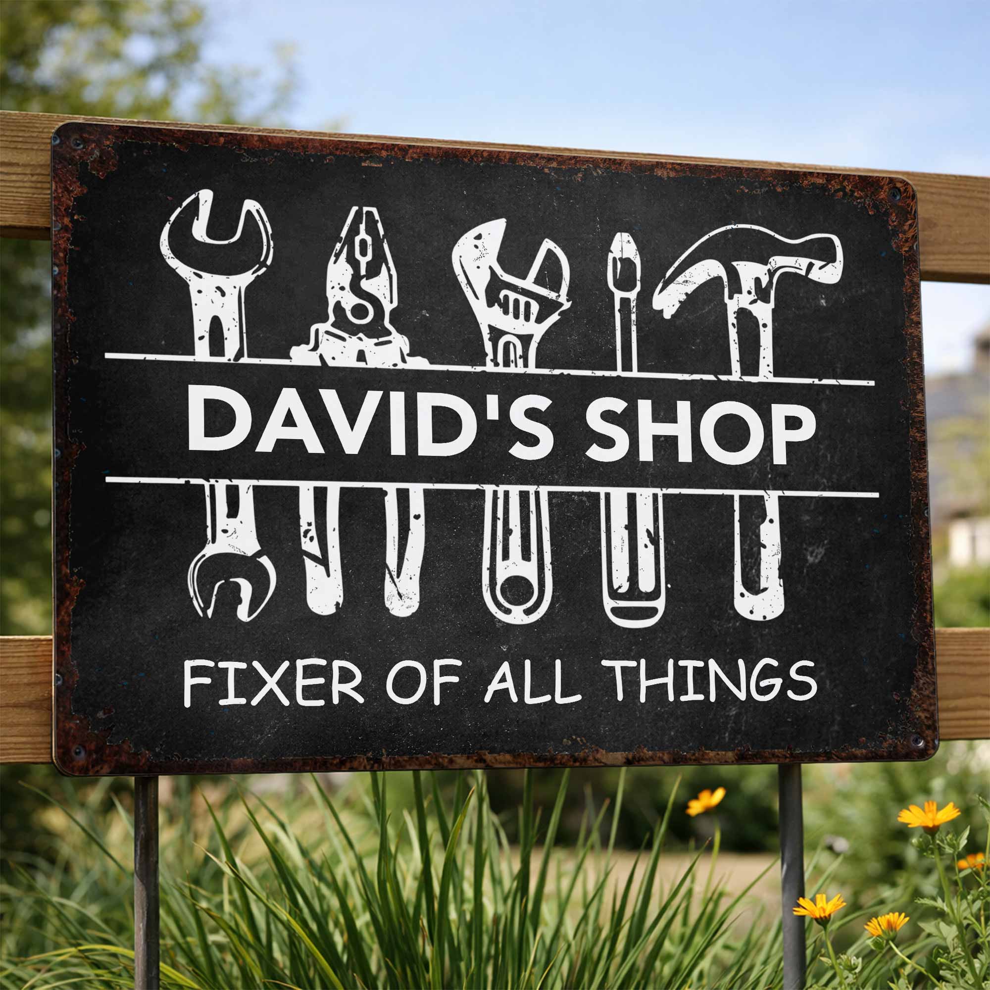 Personalized Metal Sign Custom Name Gift for Dad Handyman