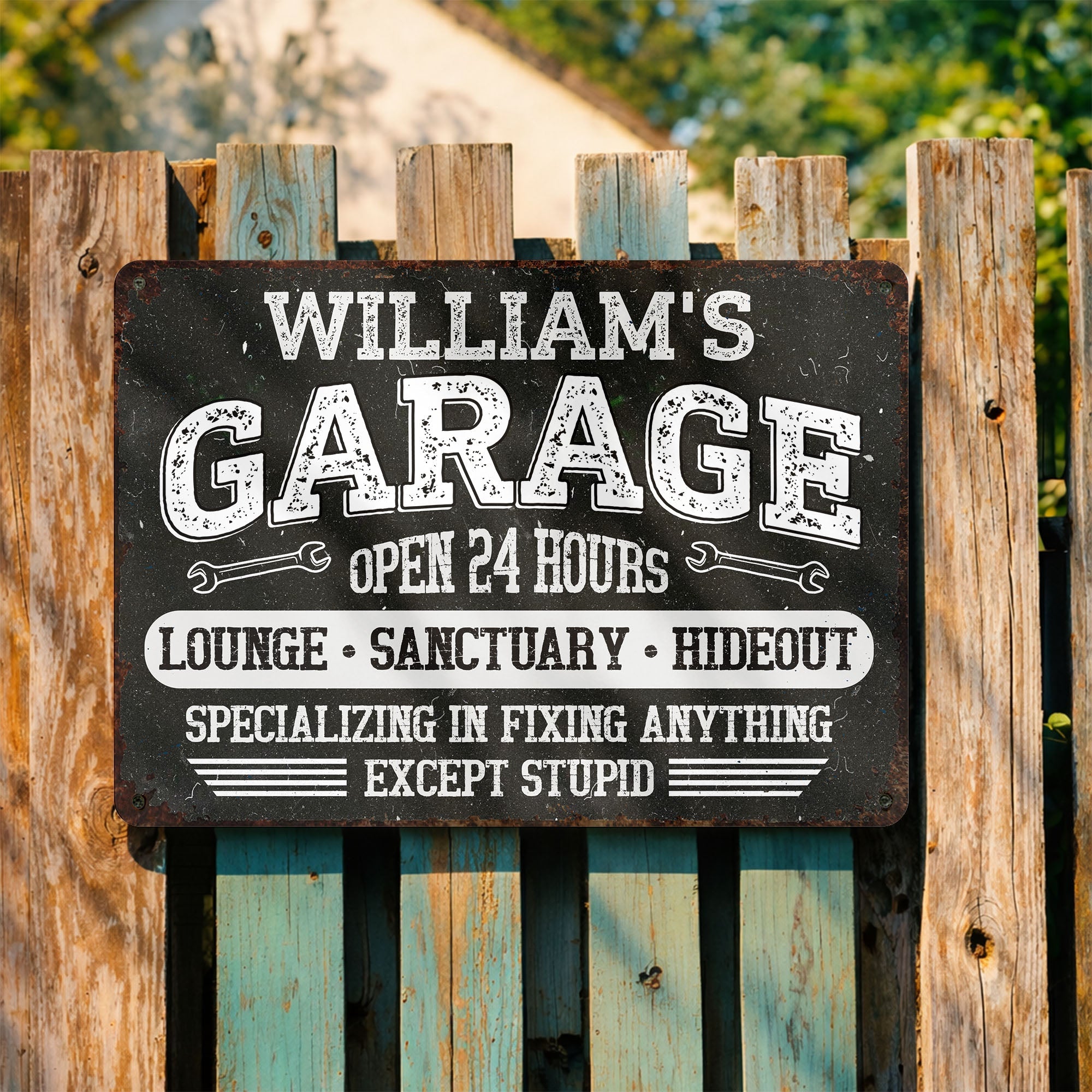 Personalized Metal Sign Custom Name Garage Decor Gift for Dad