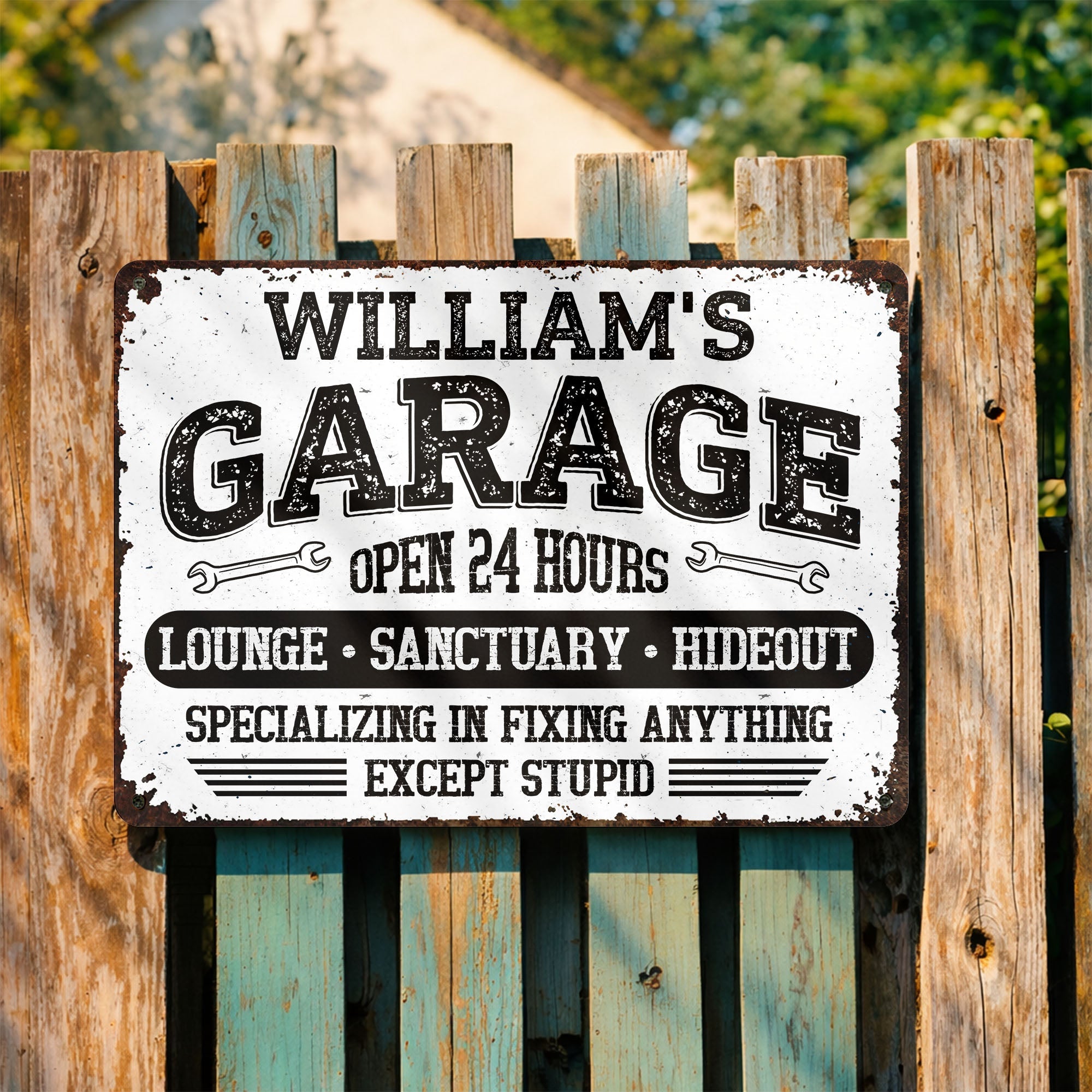 Personalized Metal Sign Custom Name Garage Decor Gift for Dad