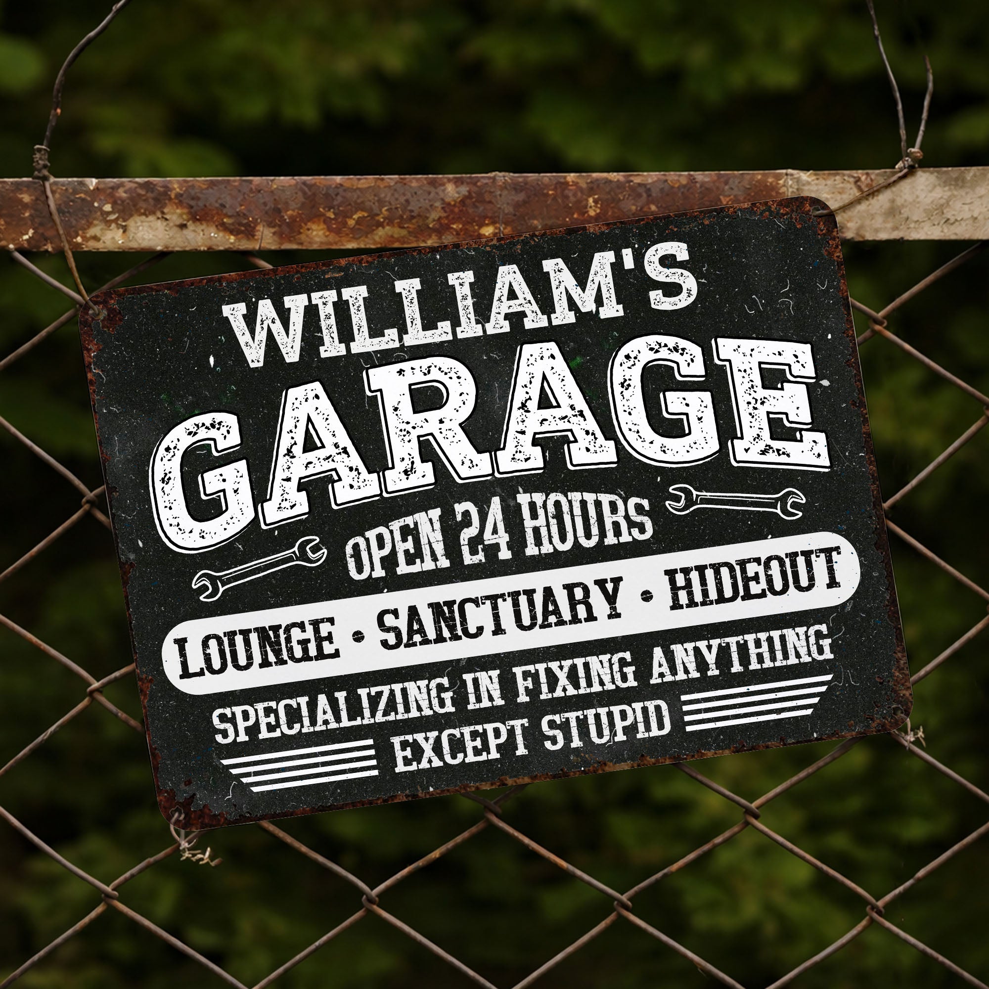 Personalized Metal Sign Custom Name Garage Decor Gift for Dad