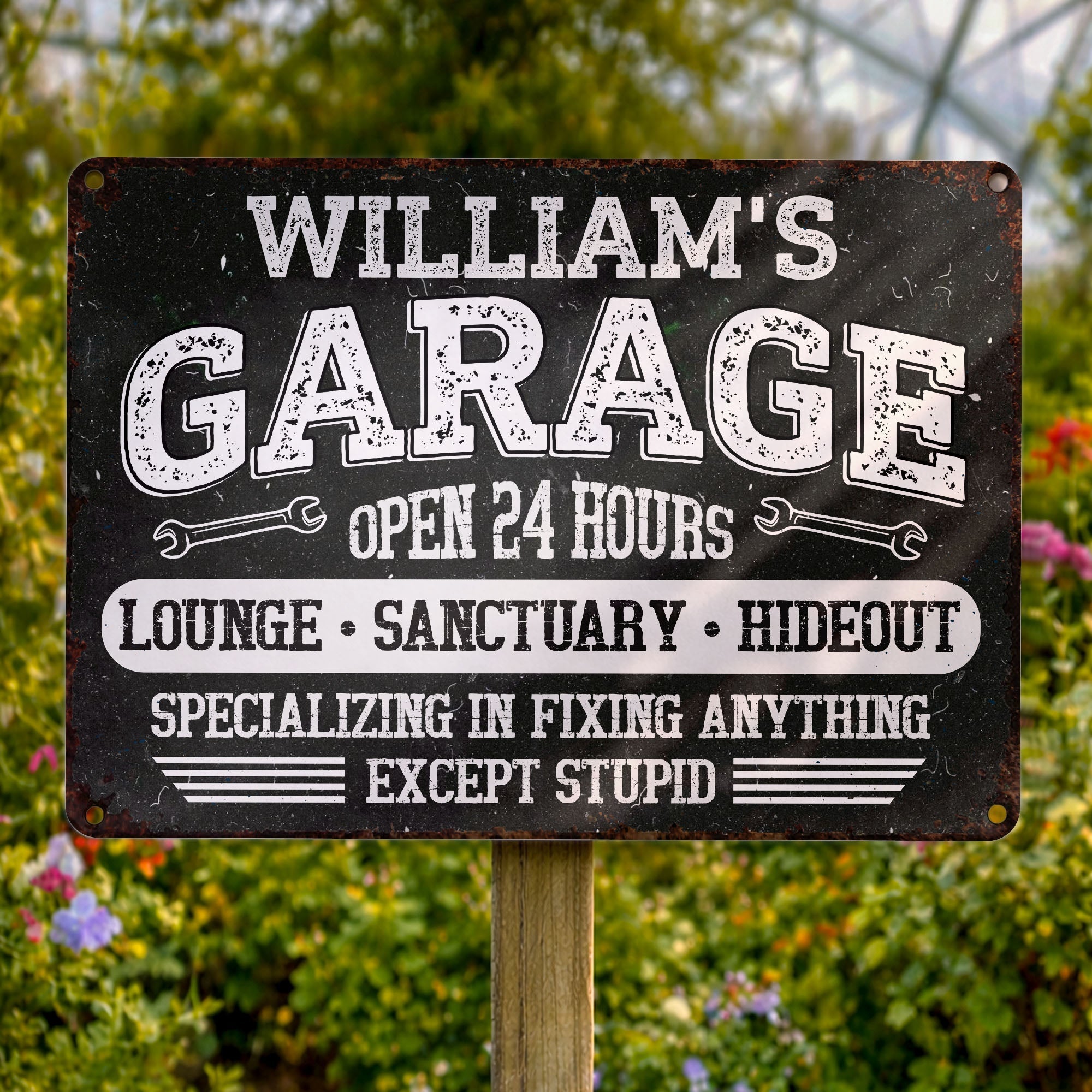 Personalized Metal Sign Custom Name Garage Decor Gift for Dad
