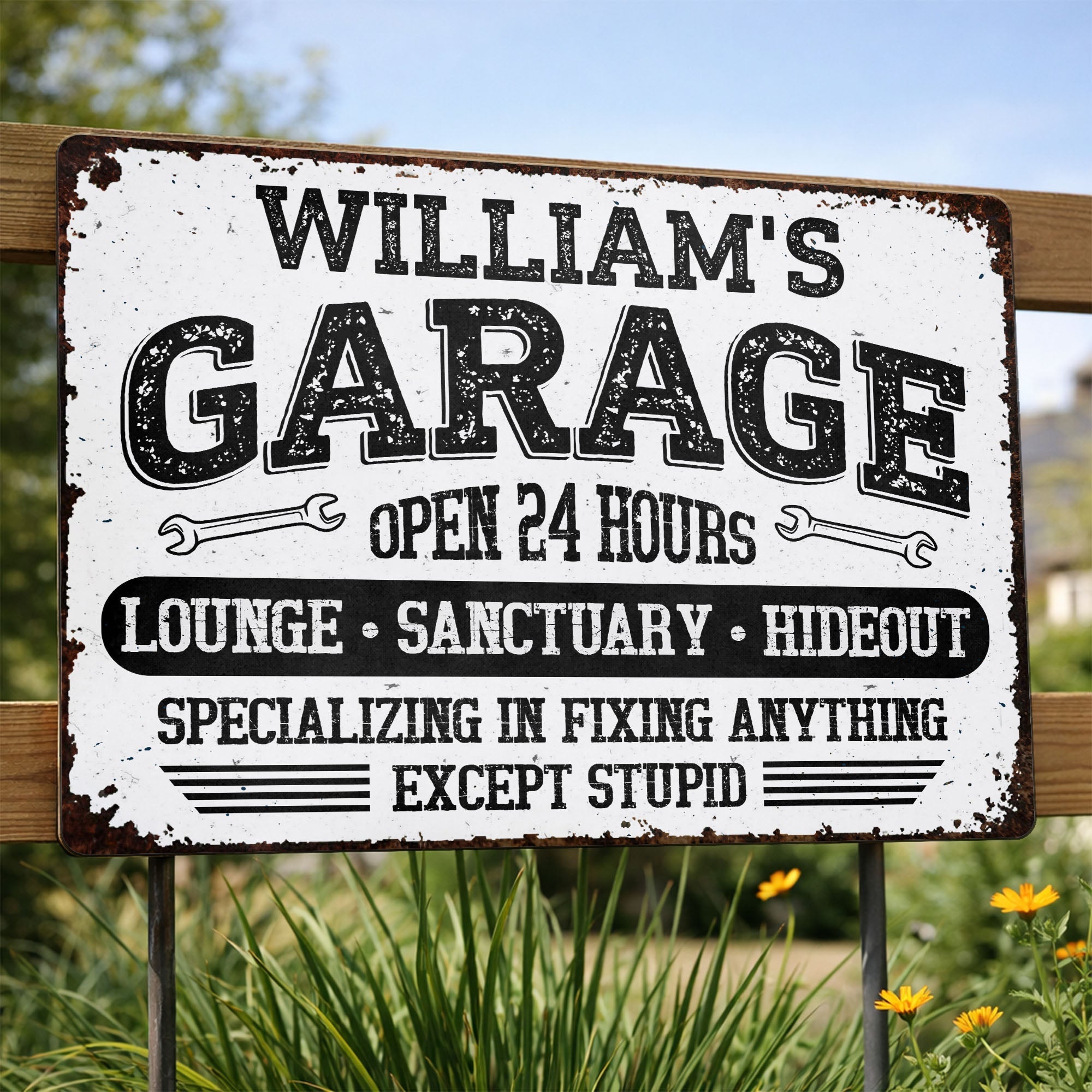 Personalized Metal Sign Custom Name Garage Decor Gift for Dad