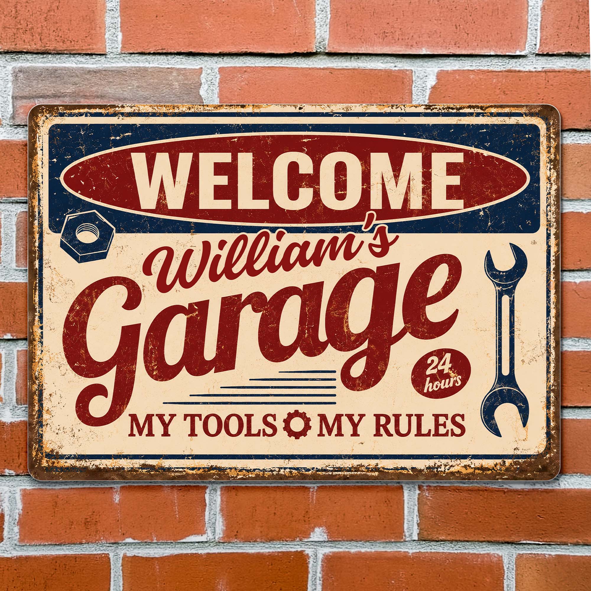 Personalized Metal Sign Welcome To My Garage Custom Gift for Dad
