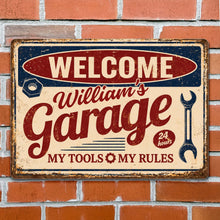 Load image into Gallery viewer, Personalized Metal Sign Welcome To My Garage Custom Gift for Dad
