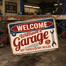 Load image into Gallery viewer, Personalized Metal Sign Welcome To My Garage Custom Gift for Dad
