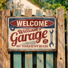 Load image into Gallery viewer, Personalized Metal Sign Welcome To My Garage Custom Gift for Dad
