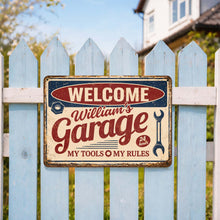 Load image into Gallery viewer, Personalized Metal Sign Welcome To My Garage Custom Gift for Dad
