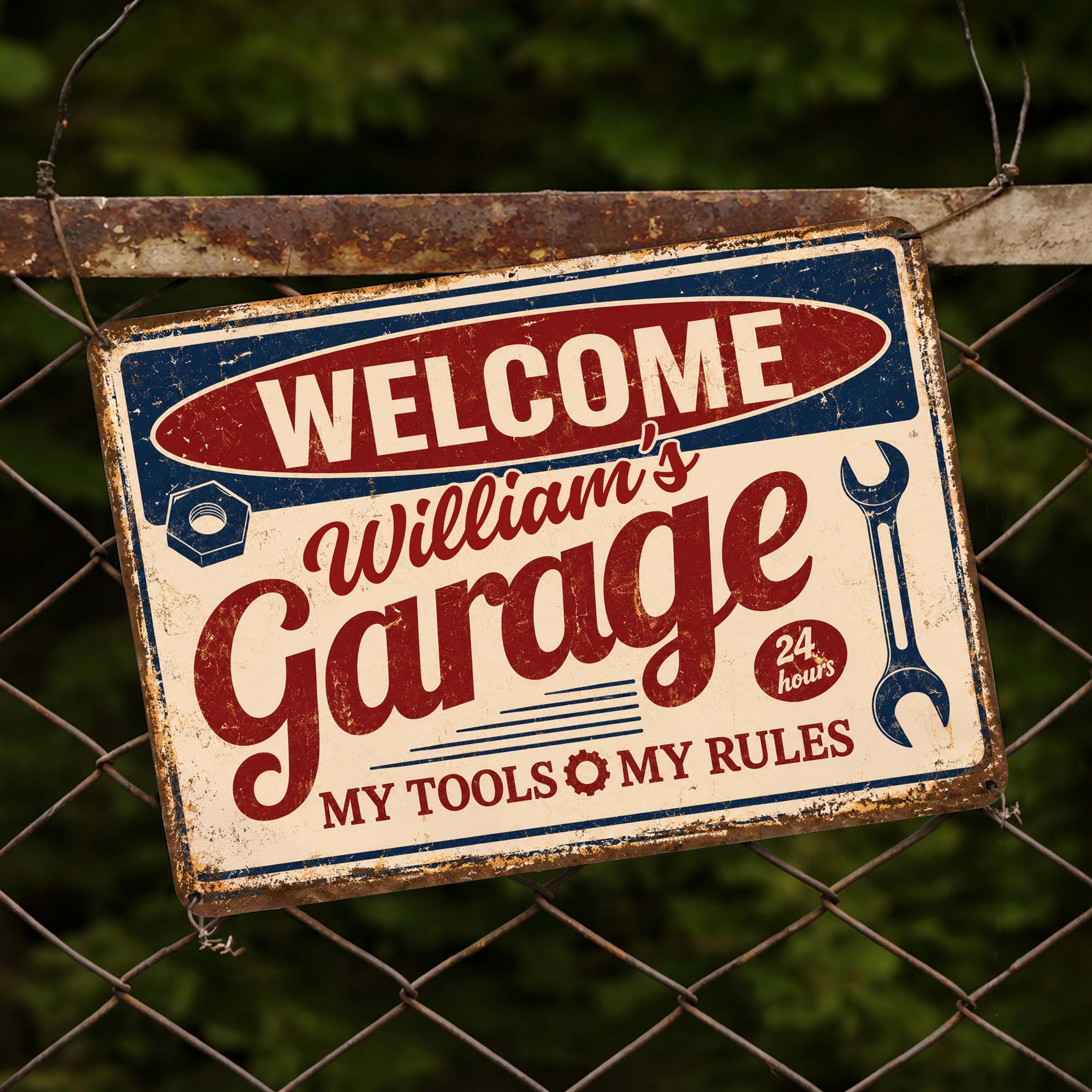 Personalized Metal Sign Welcome To My Garage Custom Gift for Dad