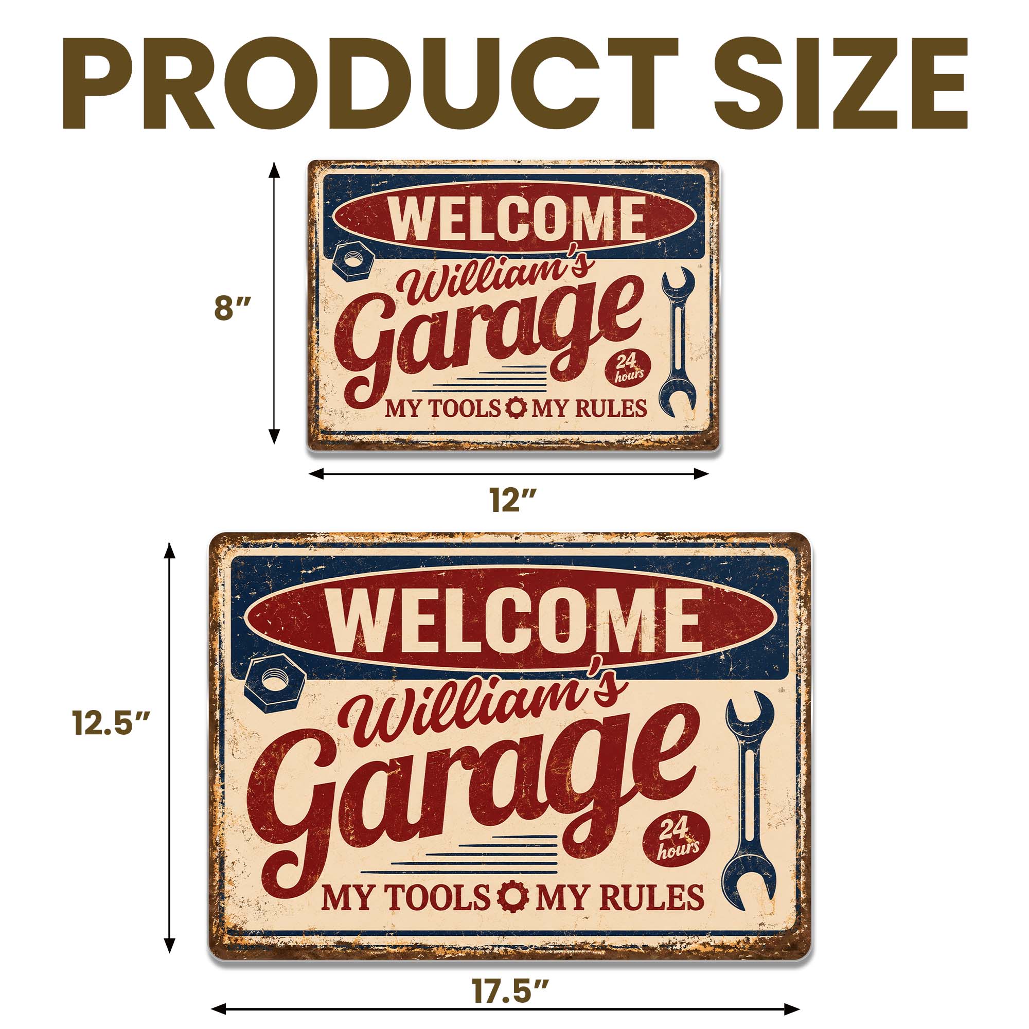Personalized Metal Sign Welcome To My Garage Custom Gift for Dad