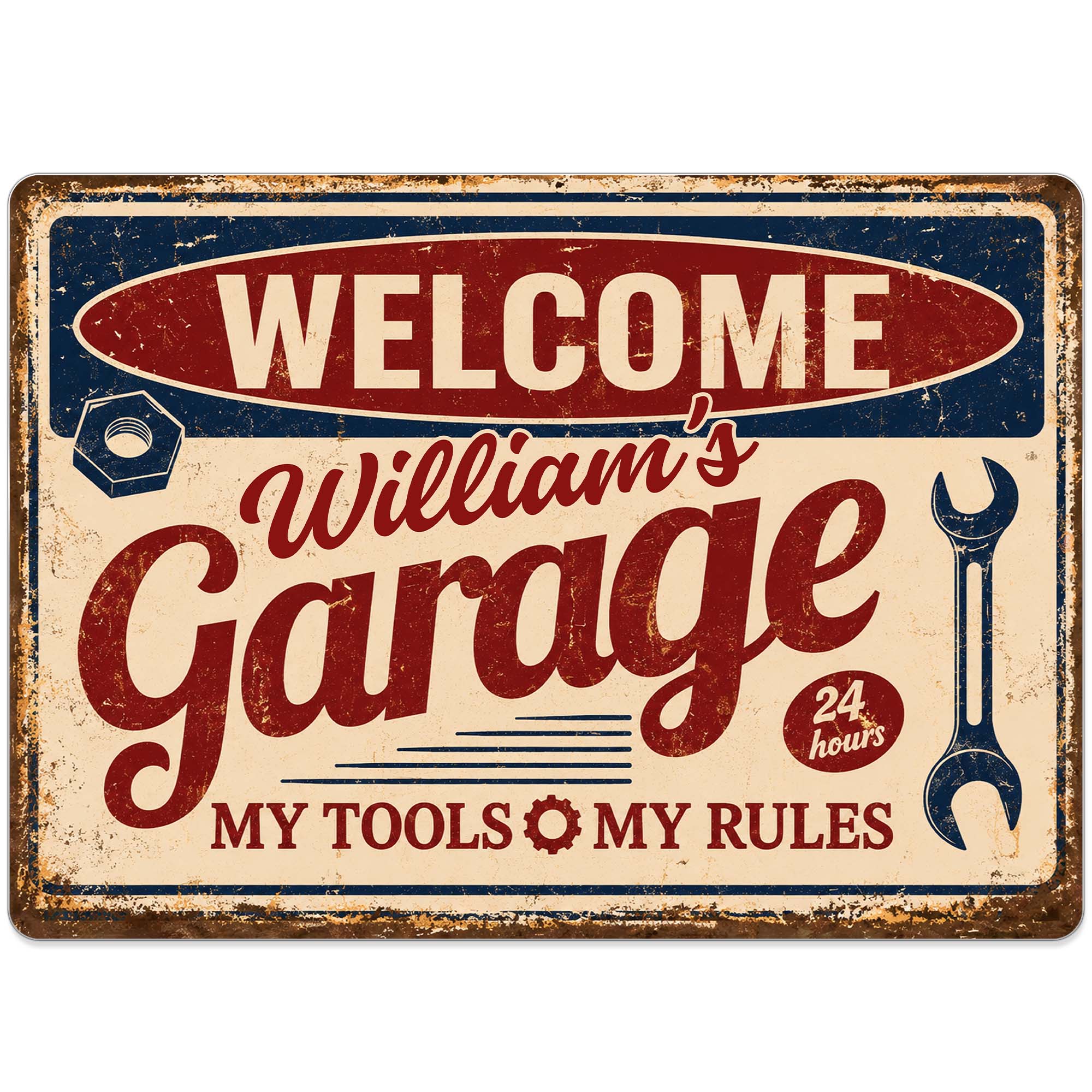 Personalized Metal Sign Welcome To My Garage Custom Gift for Dad