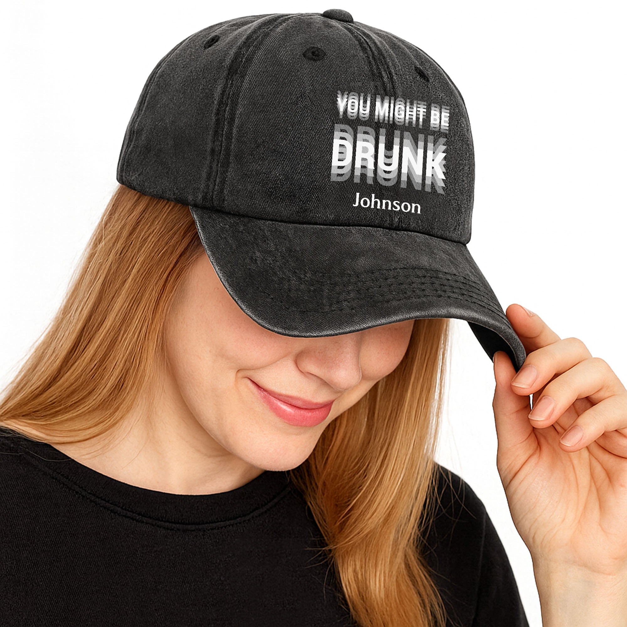 Personalized Washed Denim Cap Custom Name Gift for Him