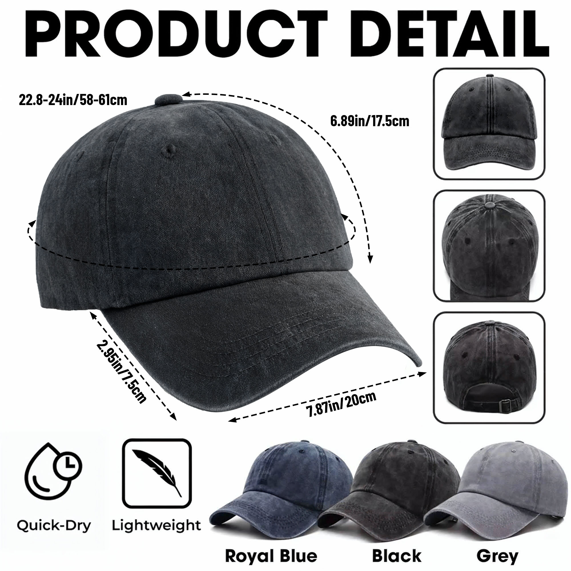 Personalized Washed Denim Cap Custom Name Gift for Him