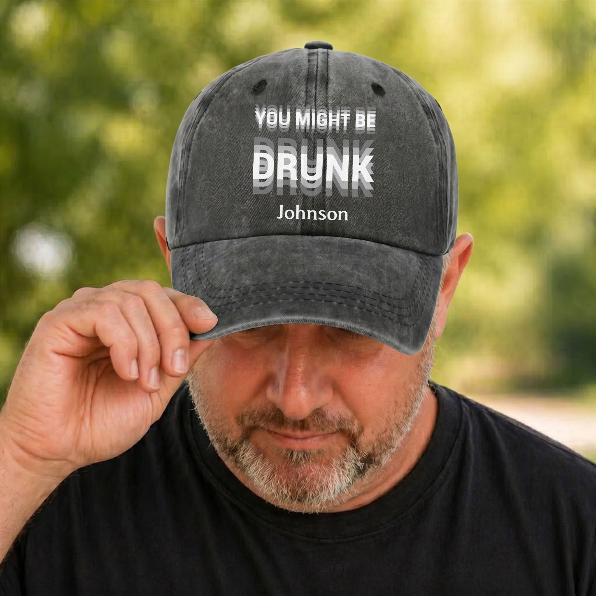 Personalized Washed Denim Cap Custom Name Gift for Him