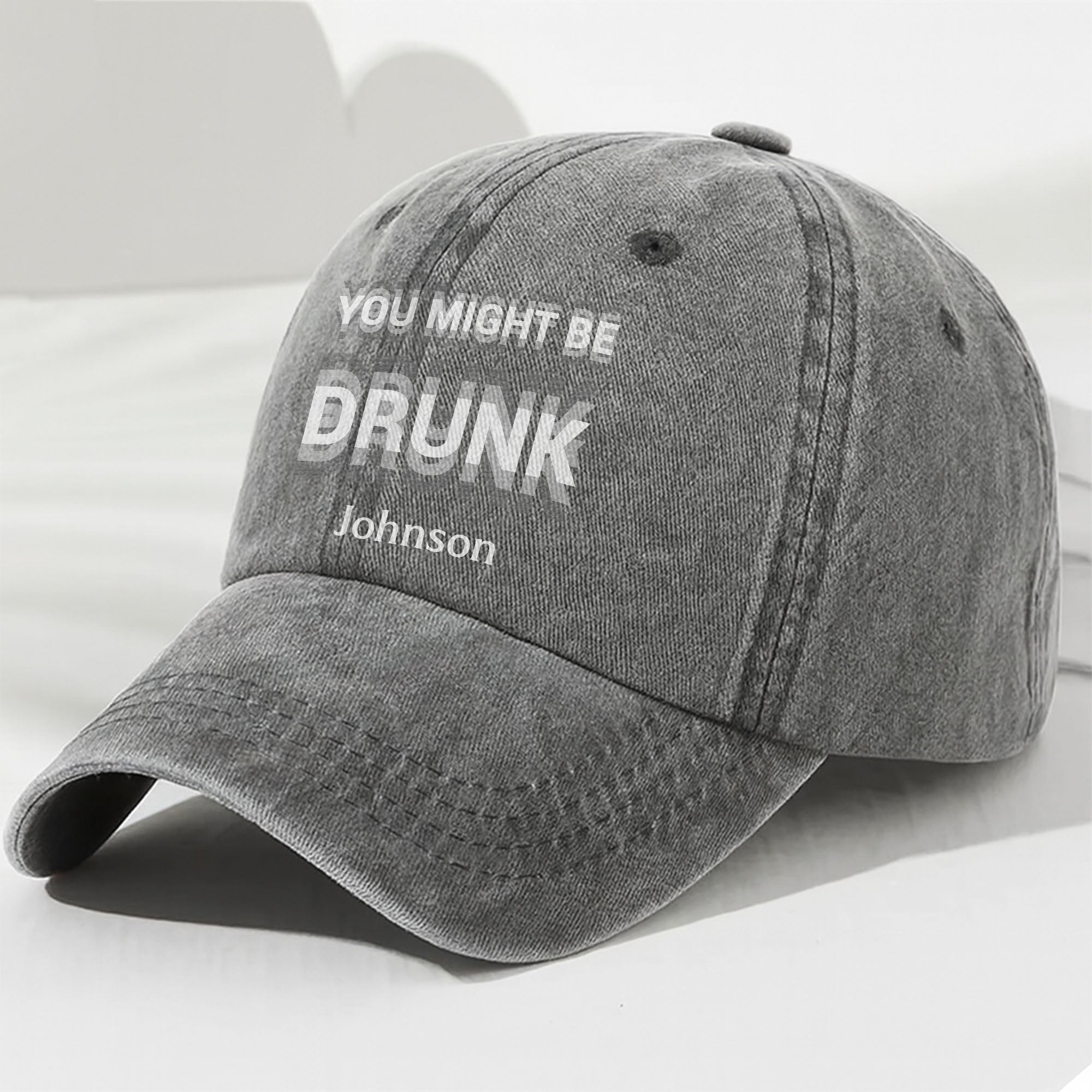 Personalized Washed Denim Cap Custom Name Gift for Him