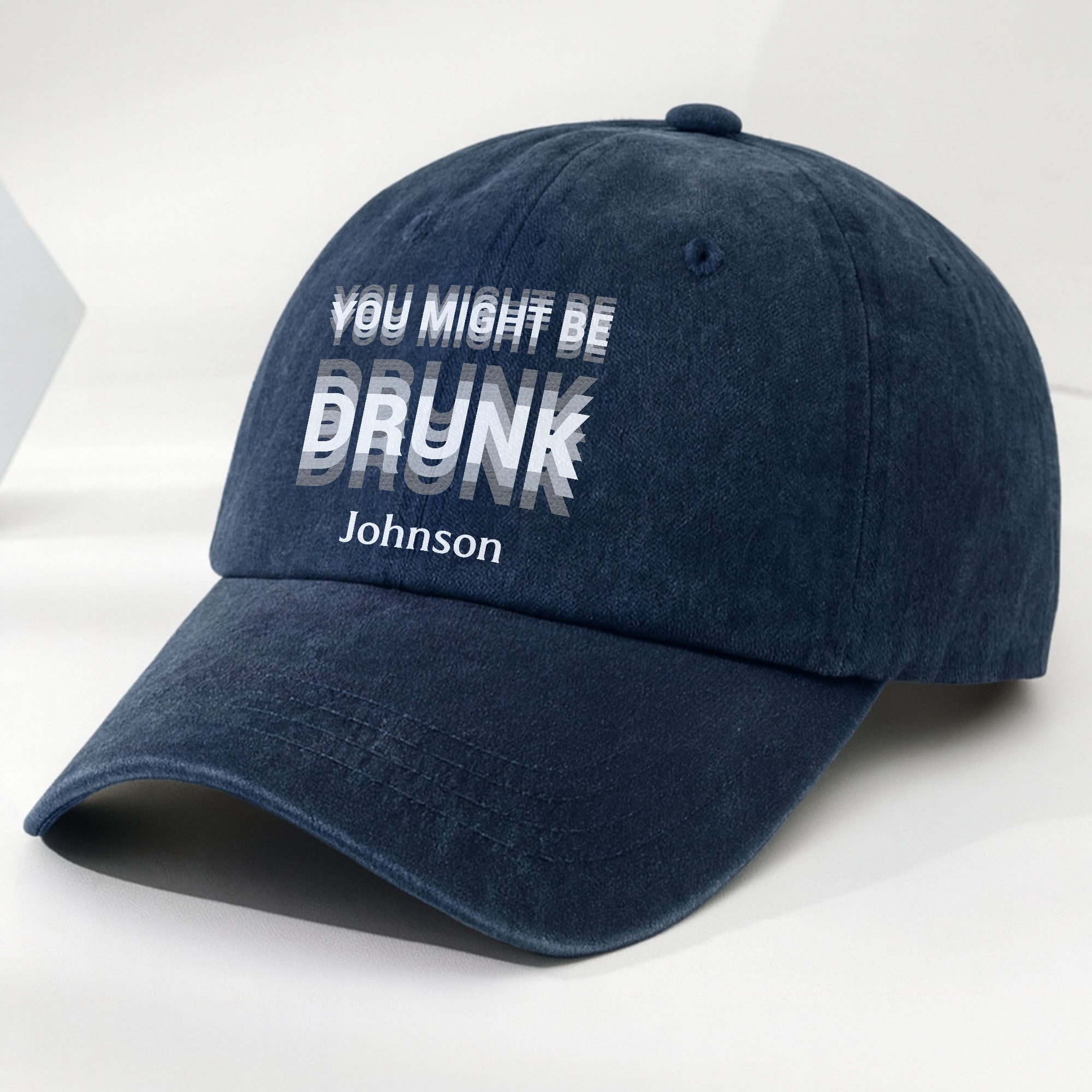 Personalized Washed Denim Cap Custom Name Gift for Him