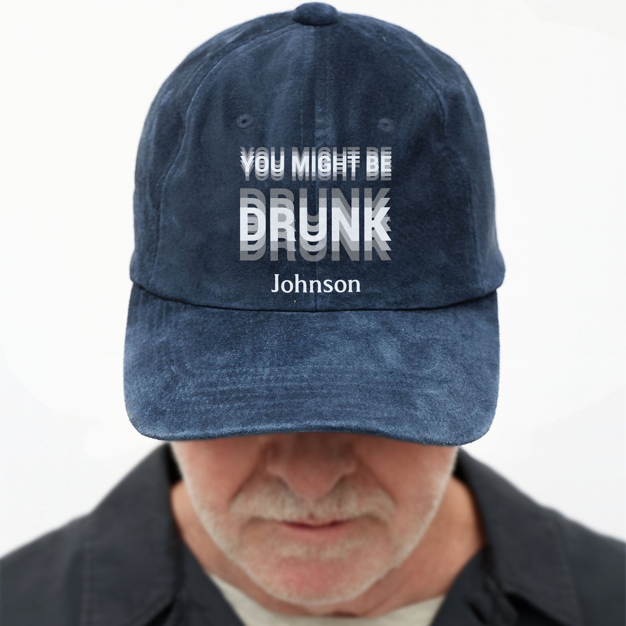 Personalized Washed Denim Cap Custom Name Gift for Him