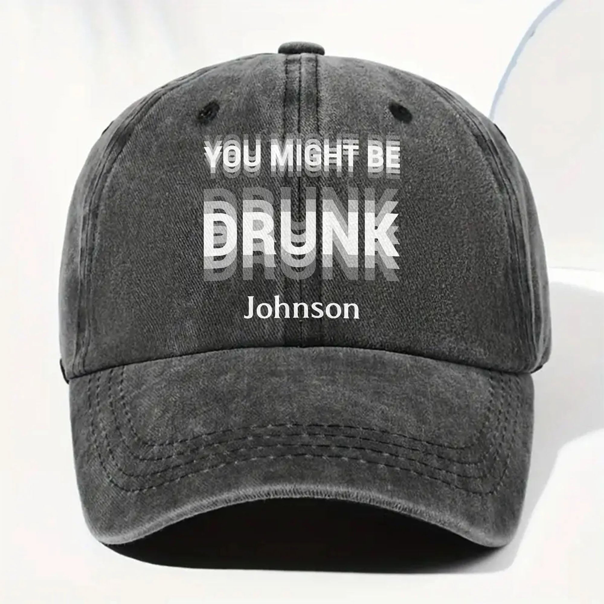 Personalized Washed Denim Cap Custom Name Gift for Him