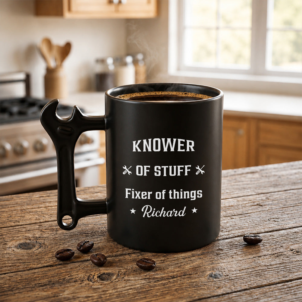 Personalized Mechanic Coffee Mug with Wrench Handle Gift for Him