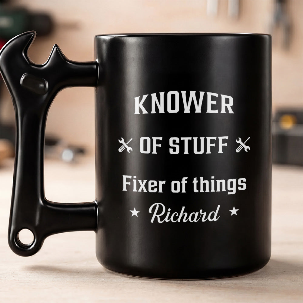 Personalized Mechanic Coffee Mug with Wrench Handle Gift for Him