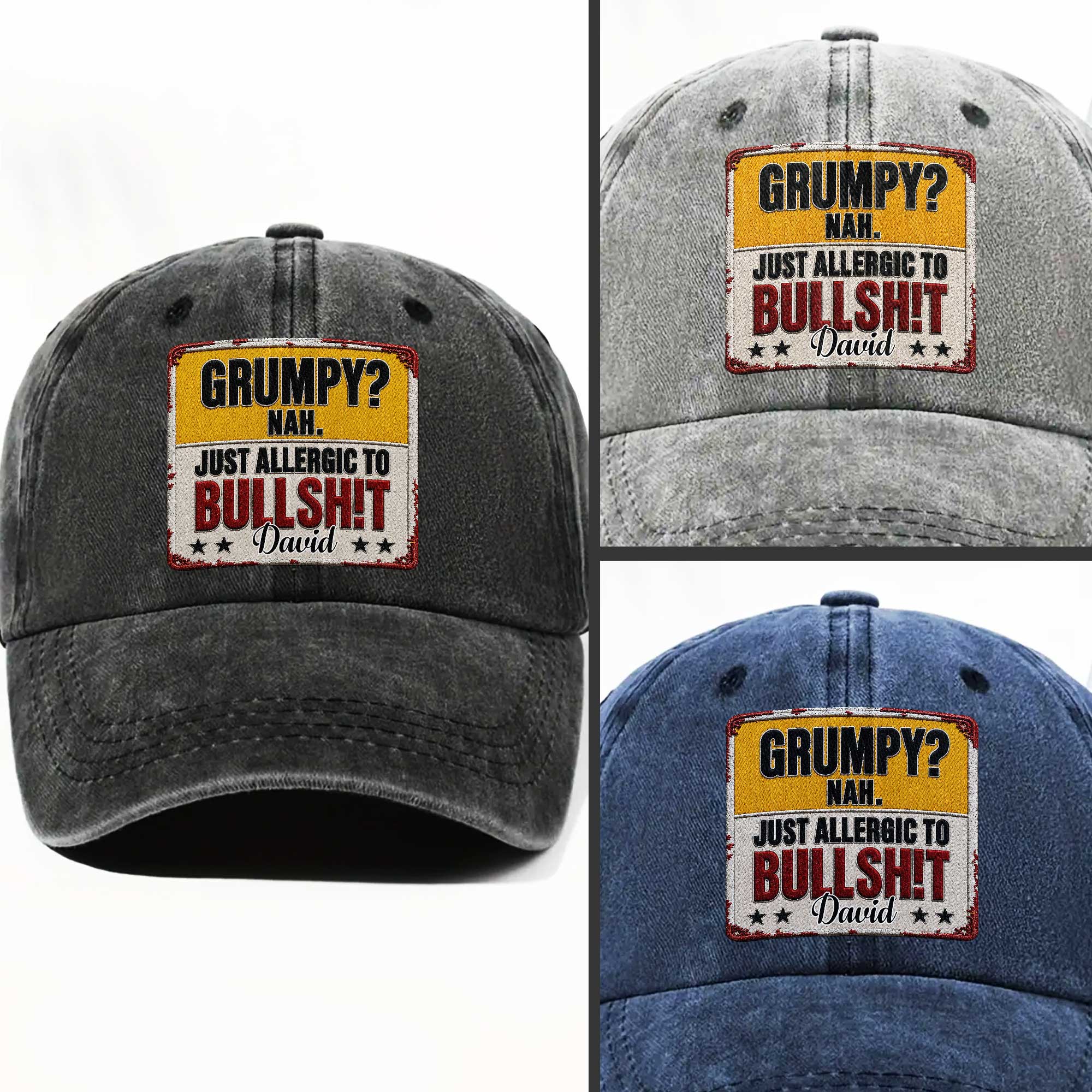 Personalized Washed Denim Cap Custom Name Funny Gift for Dad