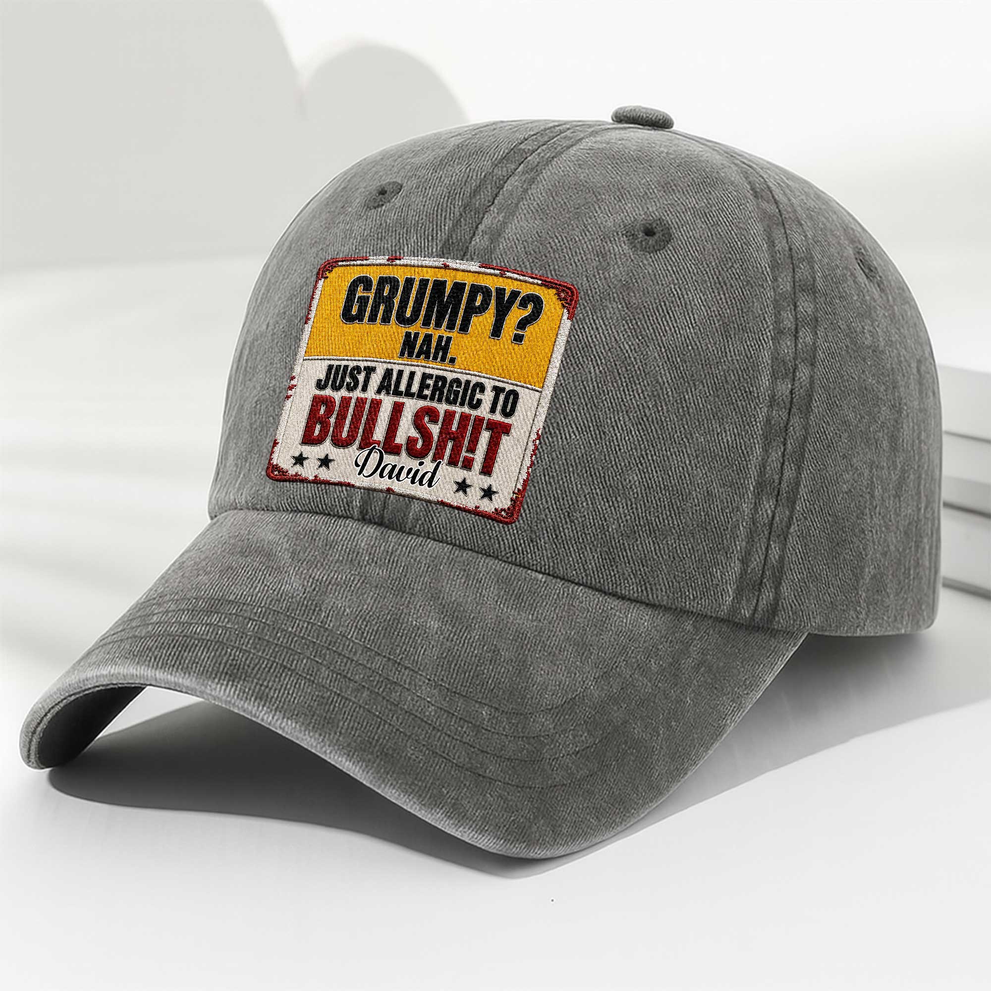 Personalized Washed Denim Cap Custom Name Funny Gift for Dad