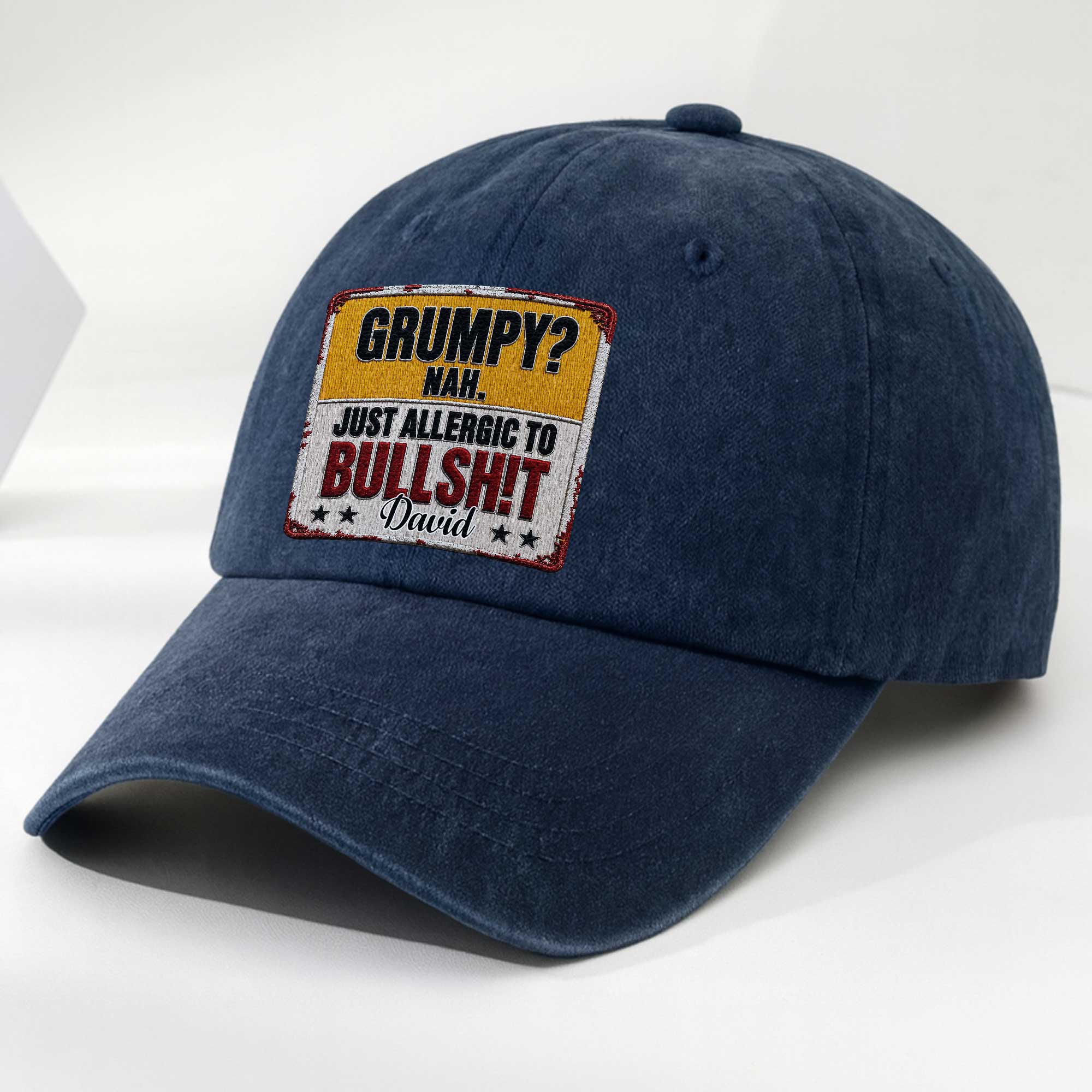 Personalized Washed Denim Cap Custom Name Funny Gift for Dad