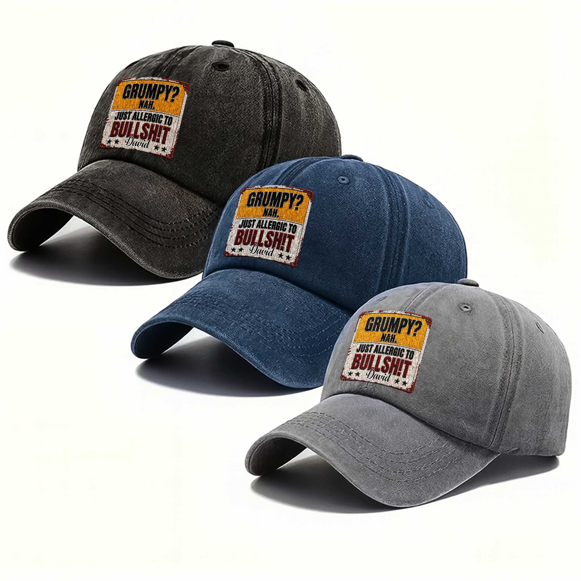 Personalized Washed Denim Cap Custom Name Funny Gift for Dad